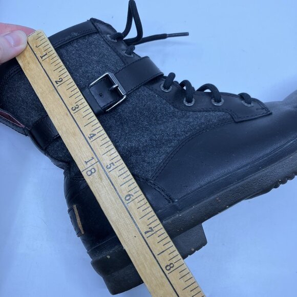 UGG Kesey Black Leather Side Zip Combat Boots Buckle Outdoors Womens 10 - Picture 13 of 13